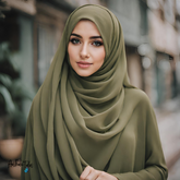 Premium Chiffon Hijab - Olive Green